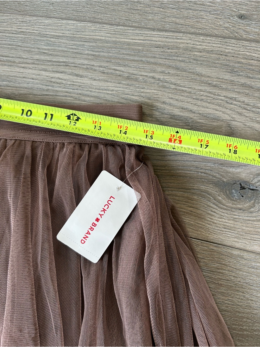 Lucky Brand Tiered Ruffle Tulle Midi Skirt Brown Size Medium New - Picture 10 of 15